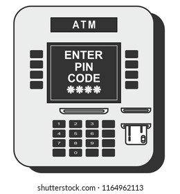 ATM payment vector illustration. ATM machine with credit card. Withdrawing money from card concept. Payment using credit card. Stock flat vector illustration.