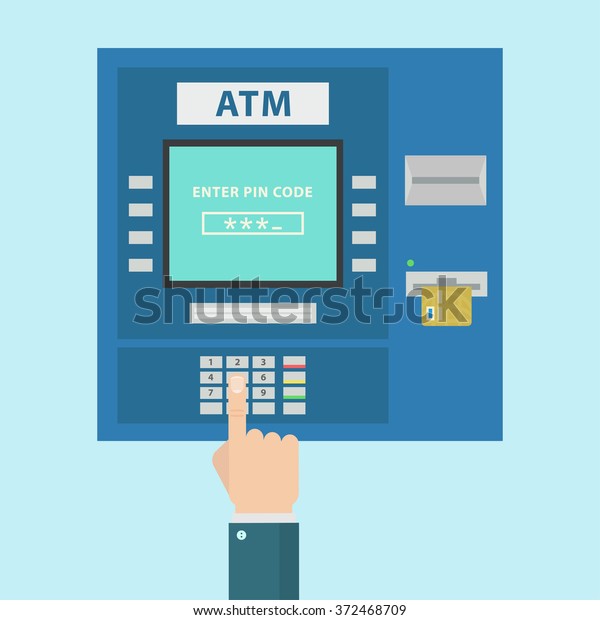 Atm支払いのベクター画像イラスト 手とクレジットカードを持つatmマシン カードのコンセプトからお金を引き出す クレジットカードを使用した支払い のベクター画像素材 ロイヤリティフリー