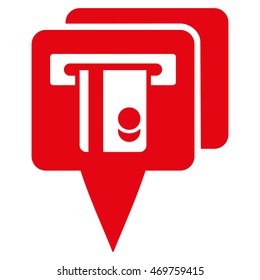 ATM Pointers icon. Vector style is flat iconic symbol with rounded angles, red color, white background.