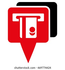 ATM Pointers icon. Vector style is bicolor flat iconic symbol with rounded angles, intensive red and black colors, white background.