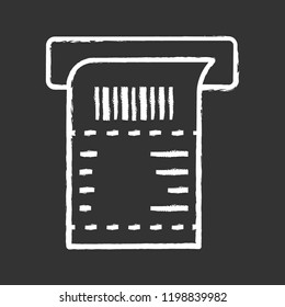 ATM receipt chalk icon. Payment terminal paper check. Bill. Sales receipt. Isolated vector chalkboard illustration