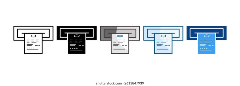 Atm Receipt Icon Set Multiple Style Collection