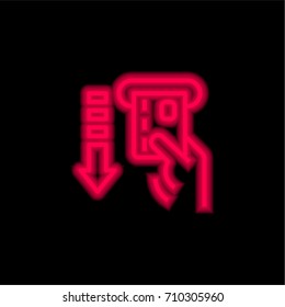 Atm red glowing neon ui ux icon. Glowing sign logo vector