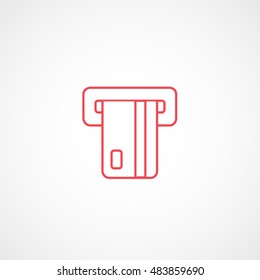 ATM Red Line Icon On White Background