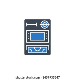 ATM related vector glyph icon. Isolated on white background. Vector illustration.