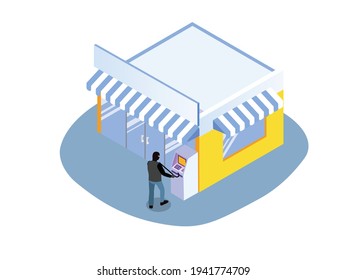 ATM robbery isometric 3d vector concept for banner, website, illustration, landing page, flyer, etc.