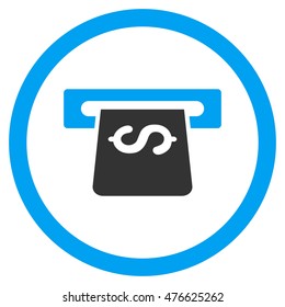Atm rounded icon. Vector illustration style is flat iconic bicolor symbol, blue and gray colors, white background.