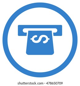 Atm rounded icon. Vector illustration style is flat iconic symbol, cobalt color, white background.