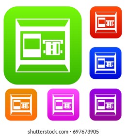 ATM set icon in different colors isolated vector illustration. Premium collection