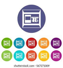 ATM set icons in different colors isolated on white background