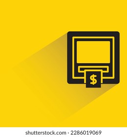 atm with shadow on yellow background
