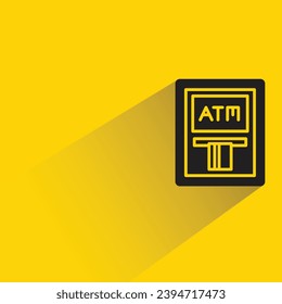 Atm mit Schatten auf gelbem Hintergrund