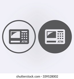 ATM sign icon set in circle . Vector illustration