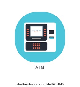 ATM. Single flat color icon. Vector illustration.