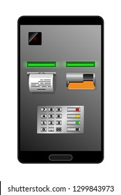ATM in the smartphone. Virtual or real ATM built into a cell phone. Online payment
