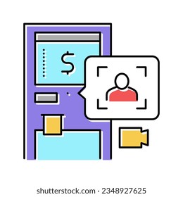 atm technology with face id color icon vector. atm technology with face id sign. isolated symbol illustration
