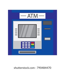 ATM teller machine,isolated on white background,flat vector illustration