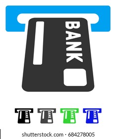 ATM Terminal flat vector icon. ATM Terminal icon with gray, black, blue, green color versions.