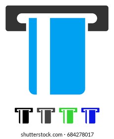 ATM Terminal flat vector illustration. ATM Terminal icon with gray, black, blue, green color versions.