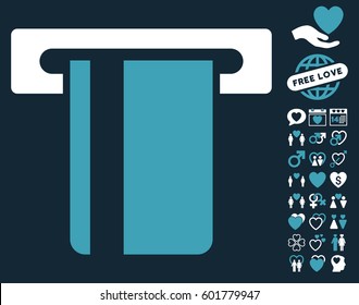ATM Terminal icon with bonus decoration icon set. Vector illustration style is flat iconic symbols on white background.
