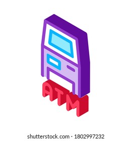 vector de icono de terminal de atm. signo de terminal de atm isométrico. ilustración de símbolo aislado de color