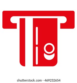 ATM Terminal icon. Vector style is flat iconic symbol with rounded angles, red color, white background.