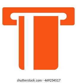 ATM Terminal icon. Vector style is flat iconic symbol with rounded angles, orange color, white background.