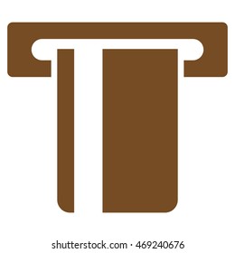 ATM Terminal icon. Vector style is flat iconic symbol with rounded angles, brown color, white background.