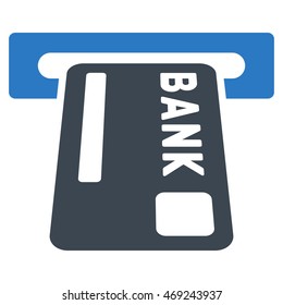 ATM Terminal icon. Vector style is bicolor flat iconic symbol with rounded angles, smooth blue colors, white background.