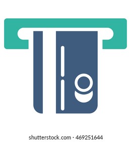 ATM Terminal icon. Vector style is bicolor flat iconic symbol with rounded angles, cobalt and cyan colors, white background.