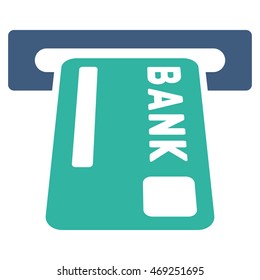 ATM Terminal icon. Vector style is bicolor flat iconic symbol with rounded angles, cobalt and cyan colors, white background.