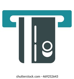 ATM Terminal icon. Vector style is bicolor flat iconic symbol with rounded angles, soft blue colors, white background.