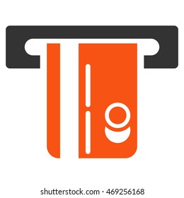 ATM Terminal icon. Vector style is bicolor flat iconic symbol with rounded angles, orange and gray colors, white background.