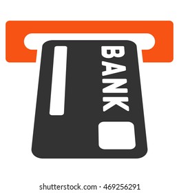 ATM Terminal icon. Vector style is bicolor flat iconic symbol with rounded angles, orange and gray colors, white background.