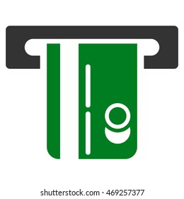 ATM Terminal icon. Vector style is bicolor flat iconic symbol with rounded angles, green and gray colors, white background.