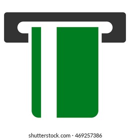 ATM Terminal icon. Vector style is bicolor flat iconic symbol with rounded angles, green and gray colors, white background.