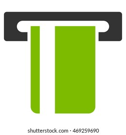 ATM Terminal icon. Vector style is bicolor flat iconic symbol with rounded angles, eco green and gray colors, white background.