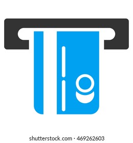 ATM Terminal icon. Vector style is bicolor flat iconic symbol with rounded angles, blue and gray colors, white background.