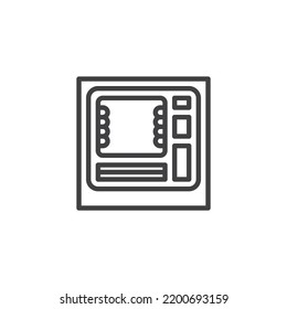 ATM terminal line icon. linear style sign for mobile concept and web design. Automated teller machine outline vector icon. Symbol, logo illustration. Vector graphics