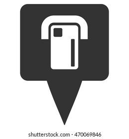 ATM Terminal Map Pointer icon. Vector style is flat iconic symbol with rounded angles, gray color, white background.