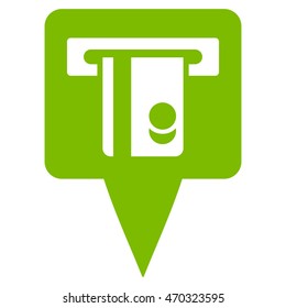 ATM Terminal Marker icon. Vector style is flat iconic symbol with rounded angles, eco green color, white background.