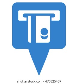 ATM Terminal Marker icon. Vector style is flat iconic symbol with rounded angles, cobalt color, white background.