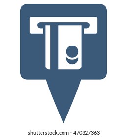 ATM Terminal Marker icon. Vector style is flat iconic symbol with rounded angles, blue color, white background.