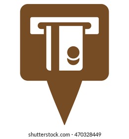 ATM Terminal Marker icon. Vector style is flat iconic symbol with rounded angles, brown color, white background.