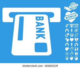 ATM Terminal pictograph with bonus lovely icon set. Vector illustration style is flat iconic symbols on white background.