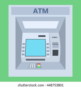 ATM terminal. Simple, flat style. Graphic vector illustration.