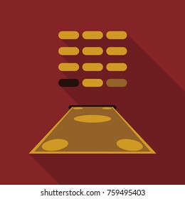 ATM terminal usage concept. Hand pushing bill in to the atm machine slot and getting money bill from it. Flat design