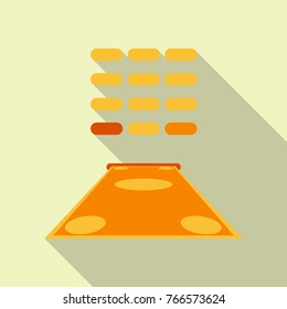 ATM terminal usage concept. Hand pushing bill in to the atm machine slot and getting money bill from it. Flat design