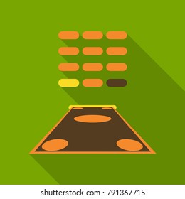 ATM terminal usage concept. Hand pushing bill in to the atm machine slot and getting money bill from it. Flat design