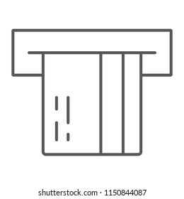 Atm thin line icon, finance and banking, insert sign, credit card vector graphics, a linear pattern on a white background, eps 10.